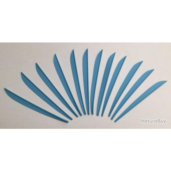 Lot de 12 plumes plastique (vanes) Bohning Impulse 4 pouces Bleu Clair