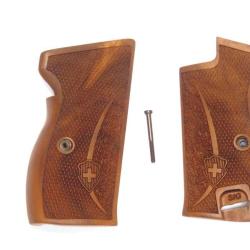 Plaquettes noyer SIG P210 croix suisse