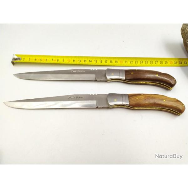 LOT DE 2 POIGNARDS CHASSE PRADEL EVOLUTION 30 CM LAME ACIER MANCHE BOIS + ETUI CUIR ff