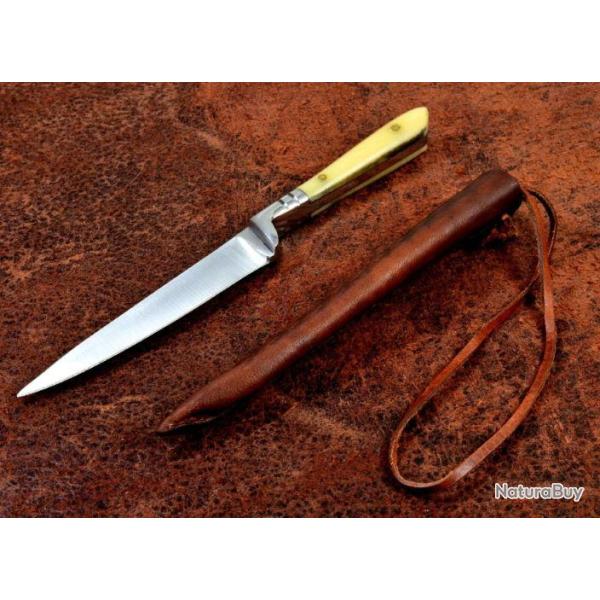 Couteau M�di�val Lame Acier Inox Manche Os Etui Cuir PA3410BO