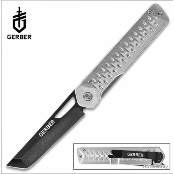 Couteau Gerber Ayako Tanto Silver Lame Acier 7Cr17MoV Manche Aluminium/Acier G1689