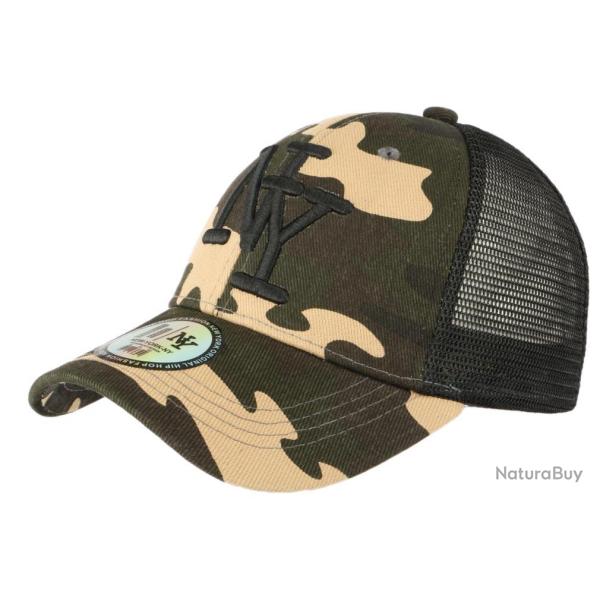 Casquette Filet Camouflage Verte Noire Marron Baseball Trucker NY Gybz Taille unique Vert