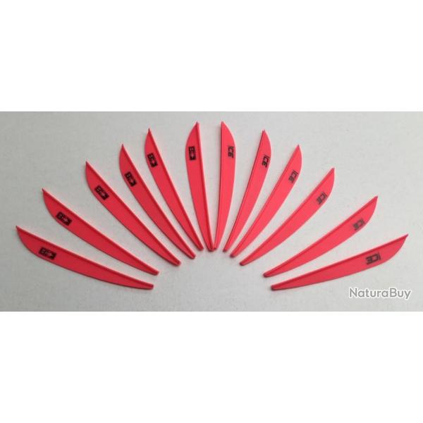 Lot de 12 Plumes Plastique (Vanes) Bohning Ice 3 Rose