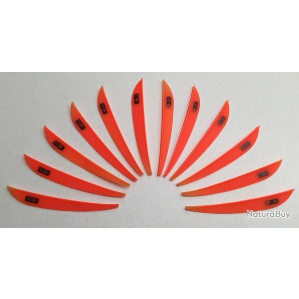 Lot de 12 Plumes Plastique (Vanes) Bohning Ice 3 Neon Rouge (Orange Fire)