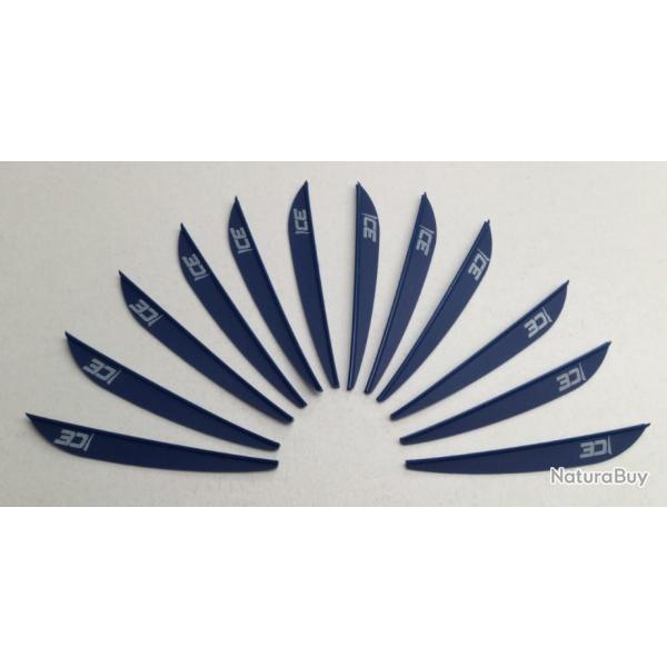 Lot de 12 Plumes Plastique (Vanes) Bohning Ice 3 Bleu