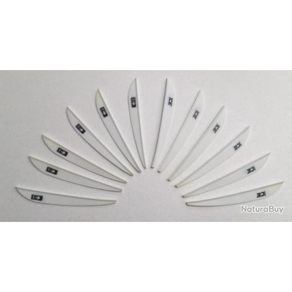 Lot de 12 Plumes Plastique (Vanes) Bohning Ice 3 Blanc