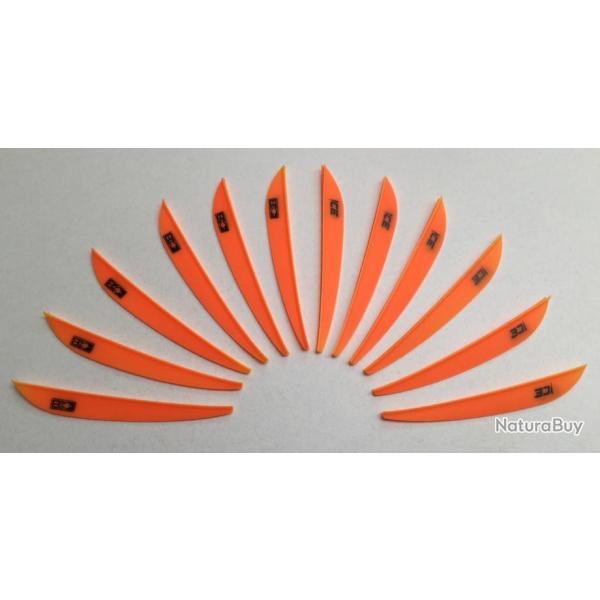 Lot de 12 Plumes Plastique (Vanes) Bohning Ice 3 Neon Orange (Orange Gold)