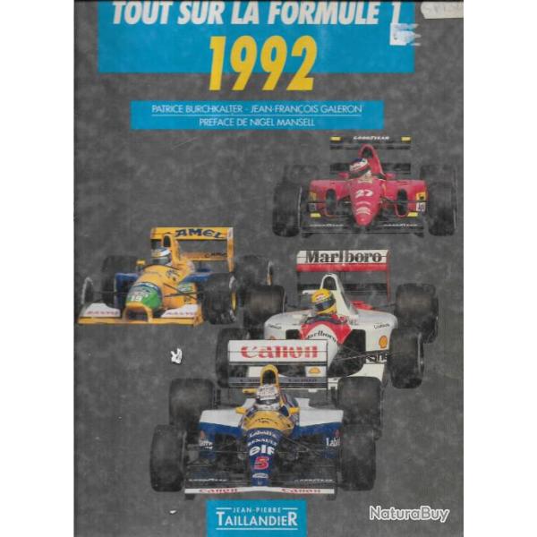 tout sur la formule 1 1992 , patrice burchkalter