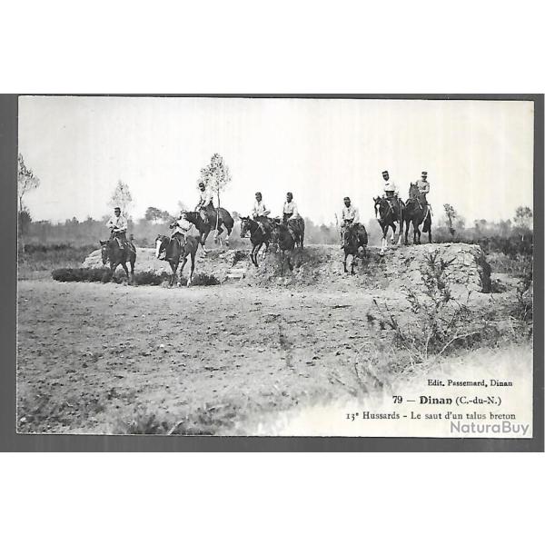 dinan 13e hussards le saut d'un talus breton, cavalerie , cheval
