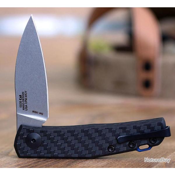 Couteau Zero Tolerance Slip Joint Lame Acier CPM-20CV Manche Fibre de Carbone Made USA ZT0235