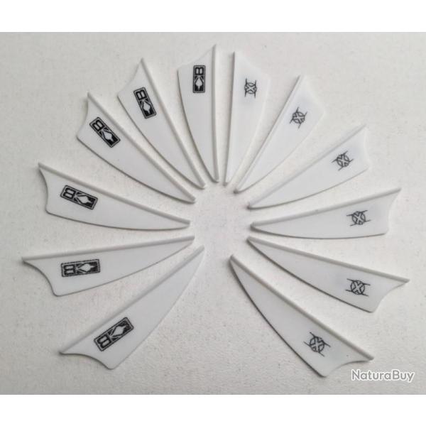 Lot de 12 Plumes Plastique (Vanes) Shield Bohning X-Vane 1.75 Wh (Blanc)