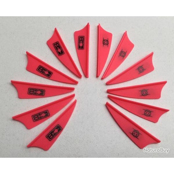 Lot de 12 Plumes Plastique (Vanes) Shield Bohning X-Vane 1.5 Hp (Rose Fluo)