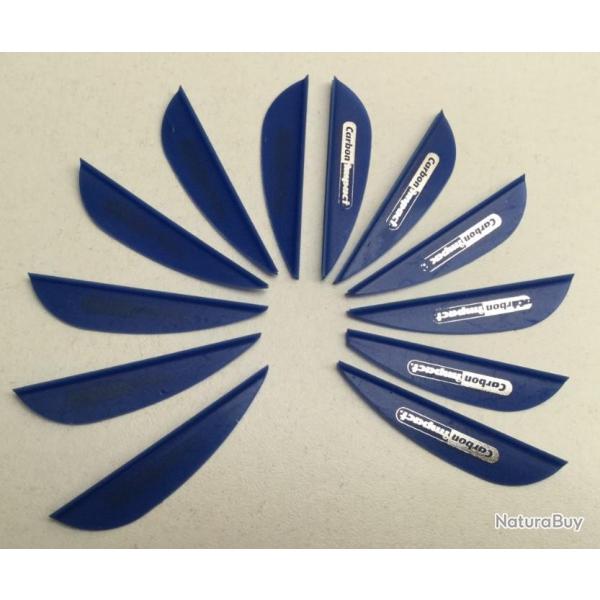 Lot de 12 Plumes Plastique (Vanes) Carbon Impact 1.8" Bleu