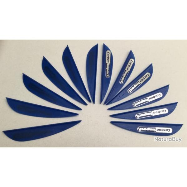 Lot de 12 Plumes Plastique (Vanes) Carbon Impact 2.5" Bleu