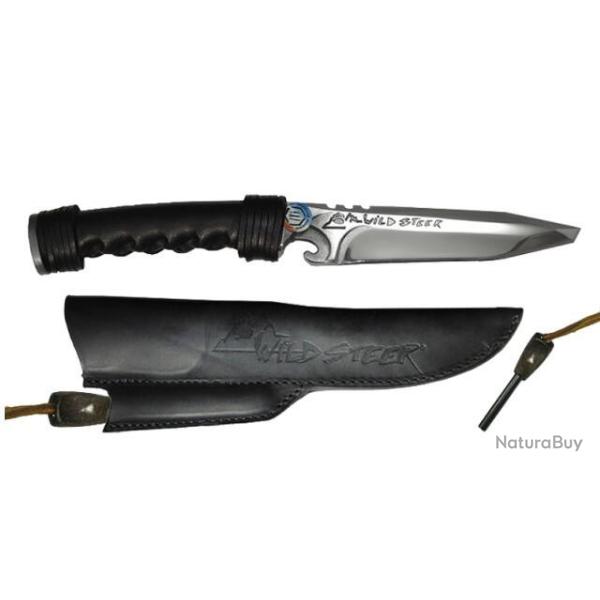 couteau outdoor Wildsteer miroir avec pierre � feu