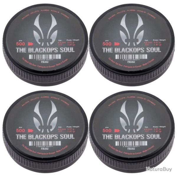 Boite de 500 Plombs 4.5 mm Black Ops Soul T�te pointue par 4