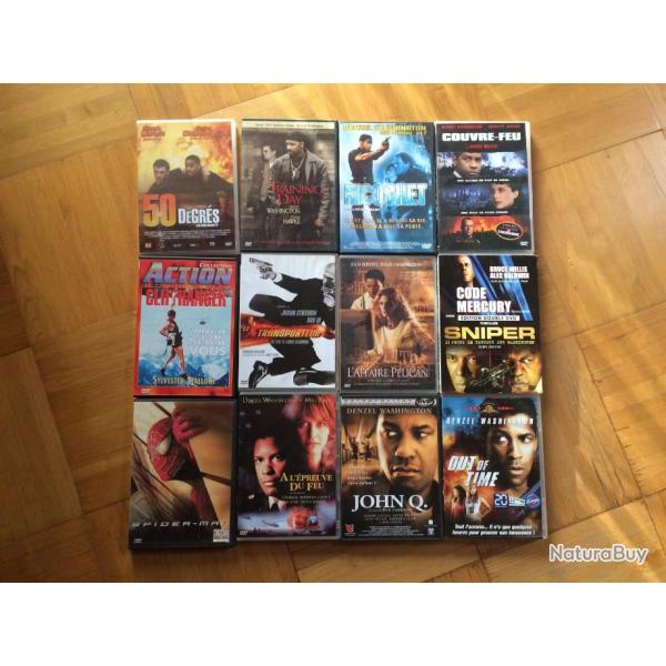 12 DVD d'action Denzel Washington principalement .