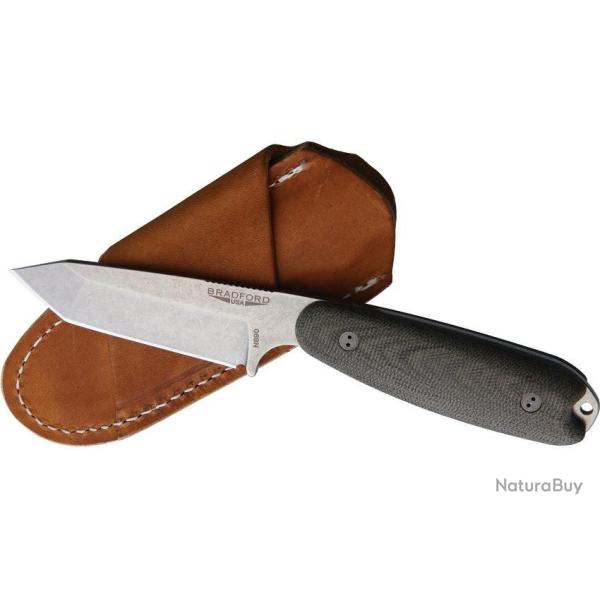 BRAD35T102 Couteau Bradford Knives Guardian 3.5 Tanto Acier N690 Manche Green Etui Cuir Made USA