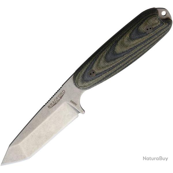 BRAD35T109 Couteau Bradford Knives Guardian 3.5 Tanto Acier N690 Manche Camo Etui Cuir Made USA