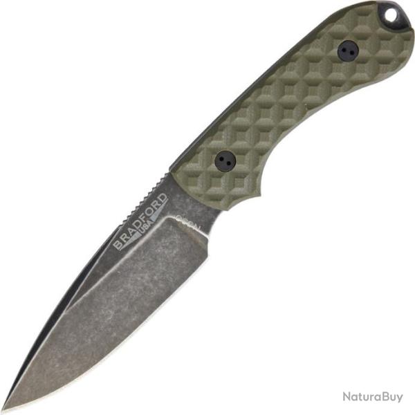 BRAD3FE002N Couteau Bradford Knives Guardian 3 Nimbus Acier N690 Manche Od Green Etui Cuir USA