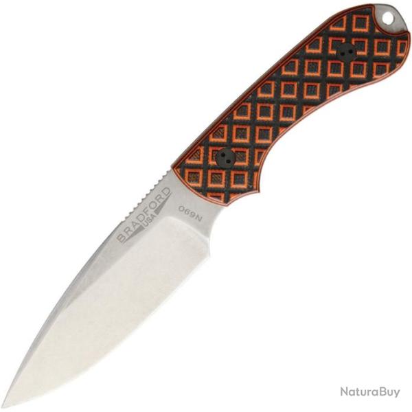 BRAD3FE006 Couteau Bradford Knives Guardian 3 Tiger Stripe Acier N690 Manche G10 Etui Cuir USA