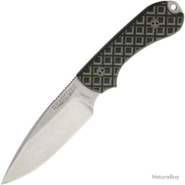 BRAD3FE009 Couteau Bradford Knives Guardian 3 OD Green/Black Acier N690 Manche G10 Etui Cuir USA