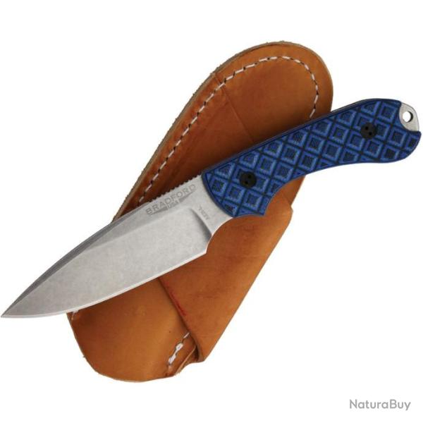 BRAD3FE013A Couteau Bradford Knives Guardian 3 Black/Blue Acier AEB-L Manche Micarta Etui Cuir USA
