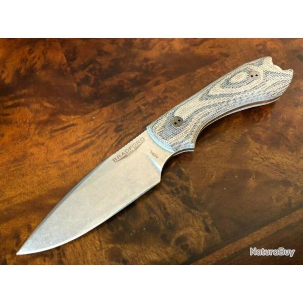 BRAD3FE109A Couteau Bradford Knives Guardian 3 Camo Acier AEB-L Manche Micarta Etui Cuir USA
