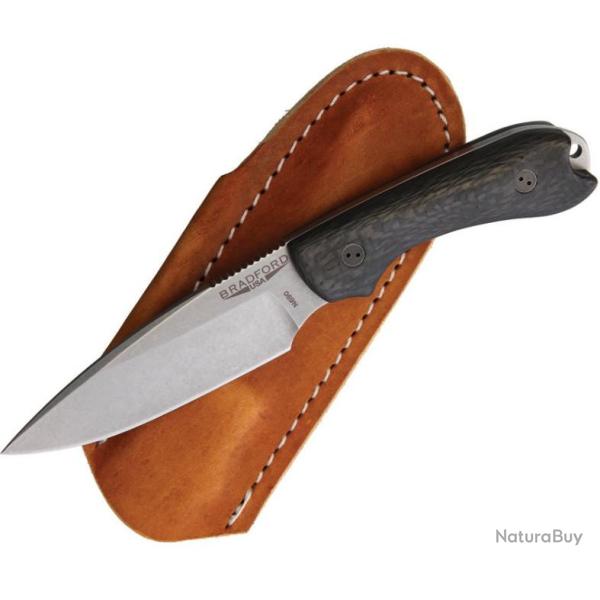 BRAD3FE114 Couteau Bradford Knives Guardian 3 Manche Fibre de Carbone Acier N690 Etui CUir Made USA