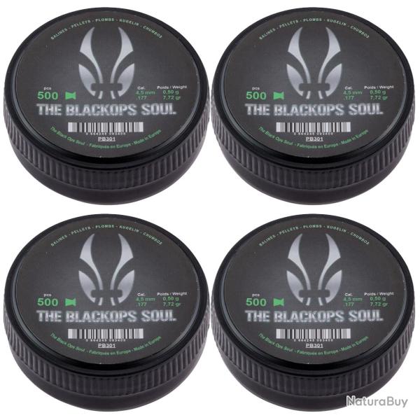 Boite de 500 Plombs 4.5 mm Black Ops Soul T�te Match Plate par 4