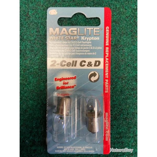2 Ampoules de rechange  pour torche Maglite C ou D - Mod�le : 2 Cell