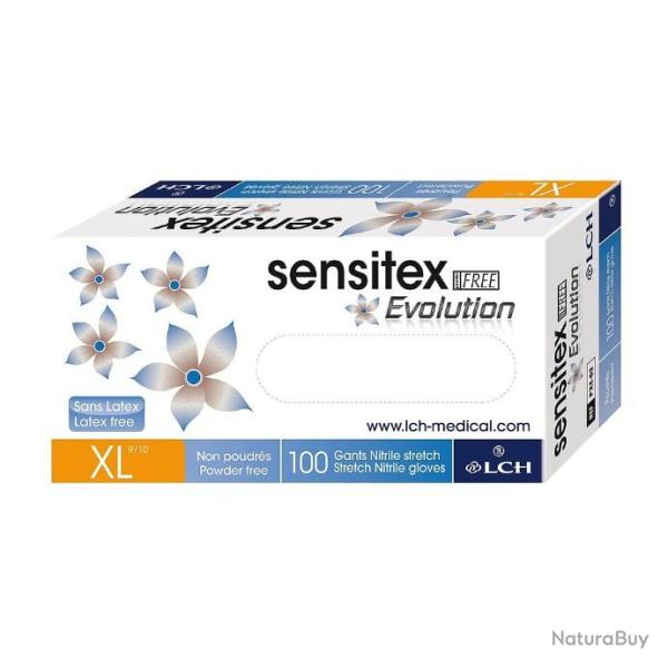 Boite de 100 Gants Sensitex Evolution LCH Sans Latex Non Poudr� Taille XL Jetable M�nage Bricolage