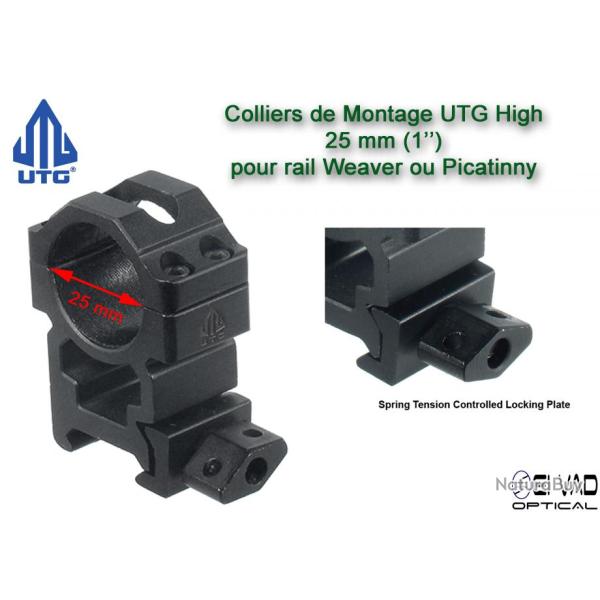 Colliers de montage UTG High  - 25 mm pour rail de 21 mm