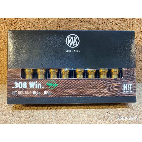 1 BOITE DE MUNITION GRANDE CHASSE RWS 308 WIN HIT 10.7gr