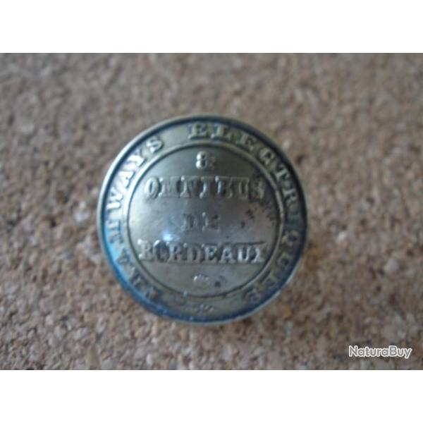BOUTON HABIT CONDUCTEUR TRAMWAY ET OMNIBUS DE BORDEAUX VERS 1900