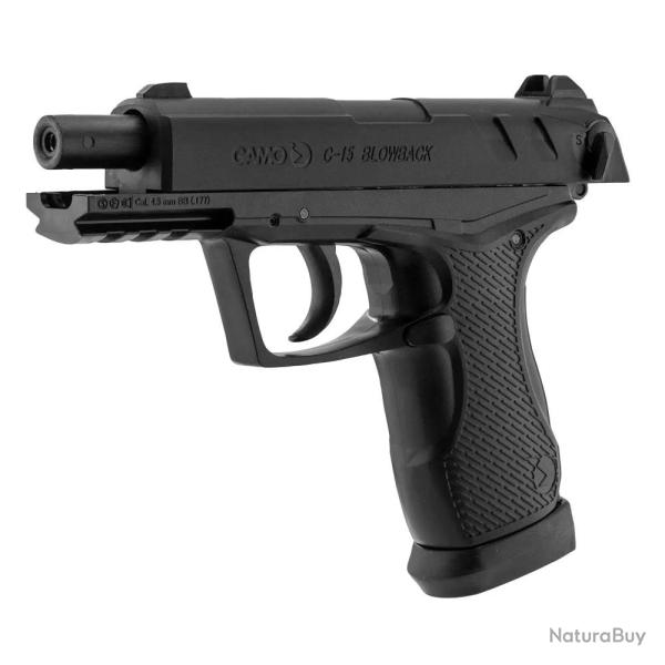 Pistolet C-15 Blowback cal 4.5mm noir 125m/s L17,7cm
