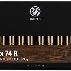 Munitions RWS calibre 9.3x74R KS Pointe conique 247gr - 16g x20