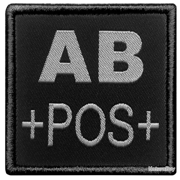 Patch Groupe sanguin - Tissu Noir AB Positif