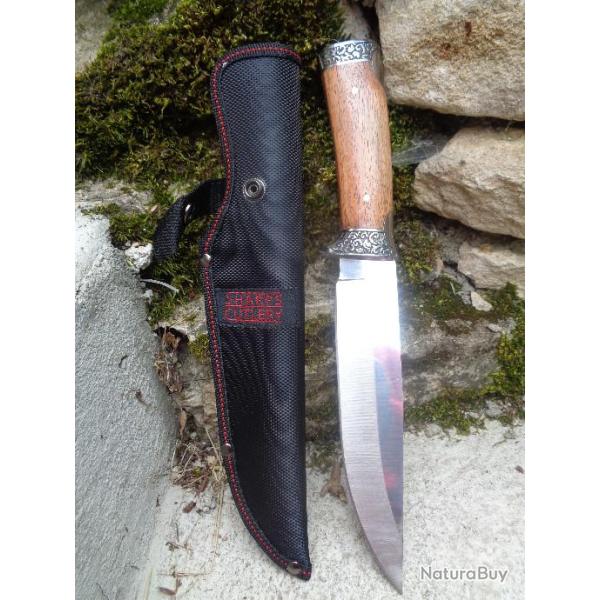 Bowie Couteau De Chasse Foret Noire Frost Cutlery Lame Acier 3Cr13 Manche Bois Etui Nylon FSHP144PW