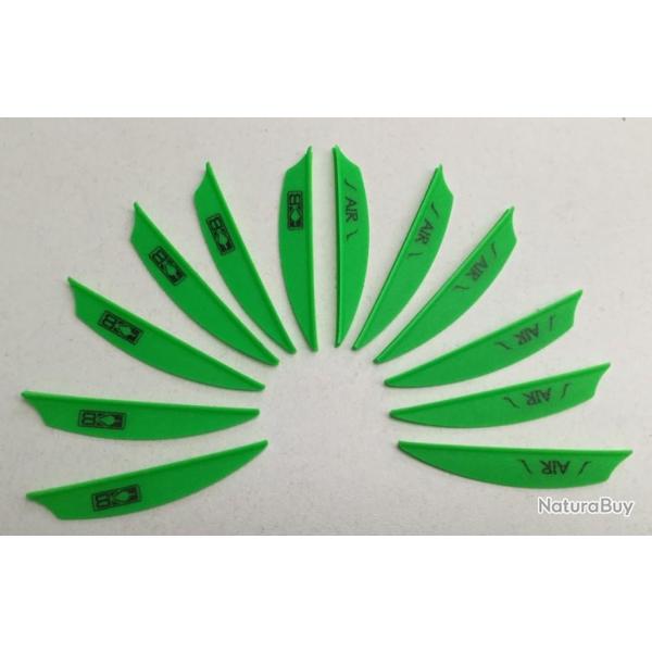 Lot de 12 Plumes Plastique (Vanes) Bohning Air 2 (5.08Cm) Compound Vert