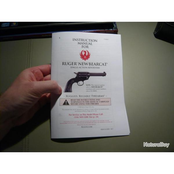 manuel mode d'emploi pour RUGER NEW BEARCAT single action revolvers