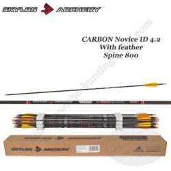 SKYLON ARCHERY Fl&egrave;che Carbone Novice ID 4.2 empenn&eacute;e avec des plumes naturelles 800