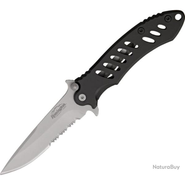 Couteau Remington Sportman FAST Manche Black Lame Acier 440 Serrat Linerlock Clip R18220