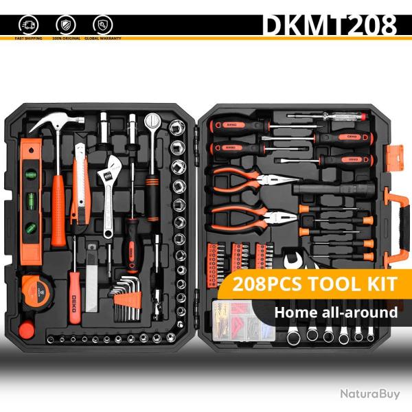 Boite a Outils Qualite Pro en Malette pour la Maison Voiture Bricolage, Modele: KIT 208PCS