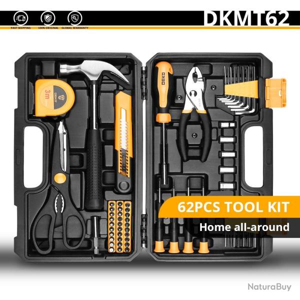 Boite a Outils Qualite Pro en Malette pour la Maison Voiture Bricolage, Modele: KIT 62PCS
