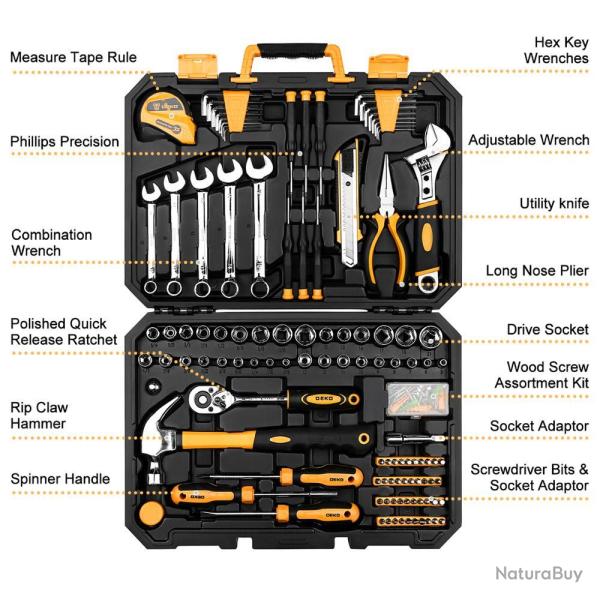 Boite a Outils Qualite Pro en Malette pour la Maison Voiture Bricolage-KIT 158PCS 20260729082506