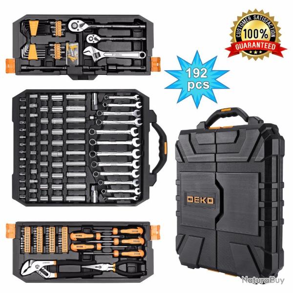 Boite a Outils Qualite Pro en Malette pour la Maison Voiture Bricolage, Modele: KIT 192PCS