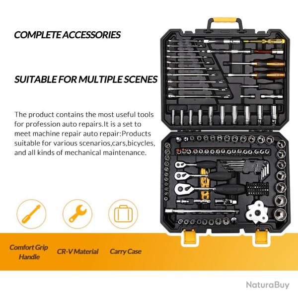 Boite a Outils Qualite Pro en Malette pour la Maison Voiture Bricolage-KIT 140PCS 20260729082506