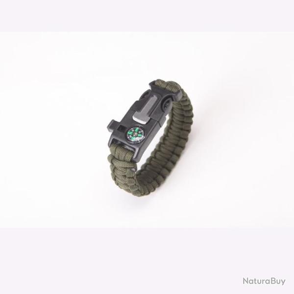 Bracelet Paracord Vert Camo Sifflet Boussole Survie Tactique Arm�e Camping