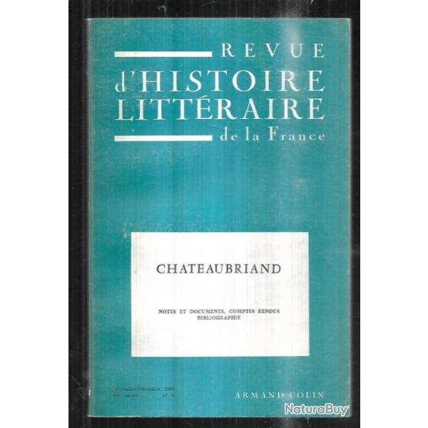 revue d'histoire litt�raire de la france chateaubriand 1968